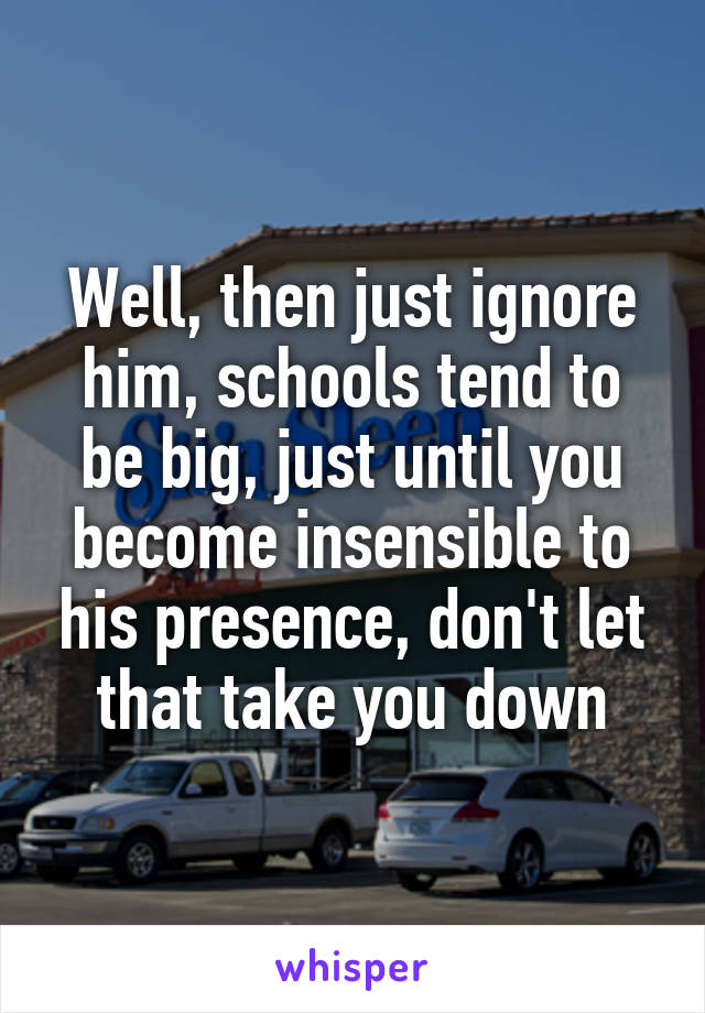 Well, then just ignore him, schools tend to be big, just until you become insensible to his presence, don't let that take you down