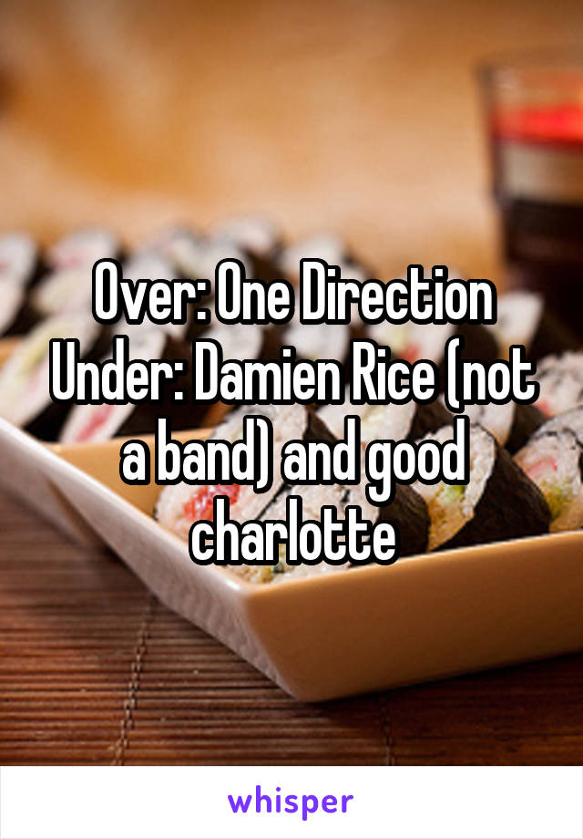 Over: One Direction
Under: Damien Rice (not a band) and good charlotte