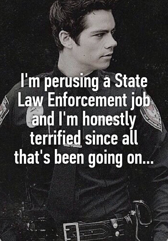 I'm perusing a State Law Enforcement job and I'm honestly terrified since all that's been going on...