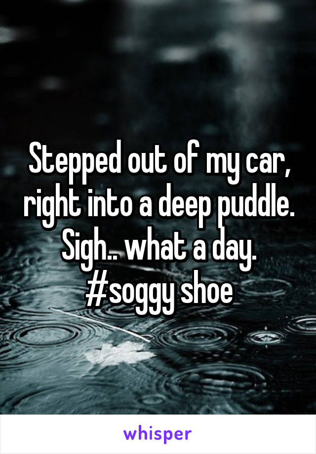 Stepped out of my car, right into a deep puddle. Sigh.. what a day.
#soggy shoe
