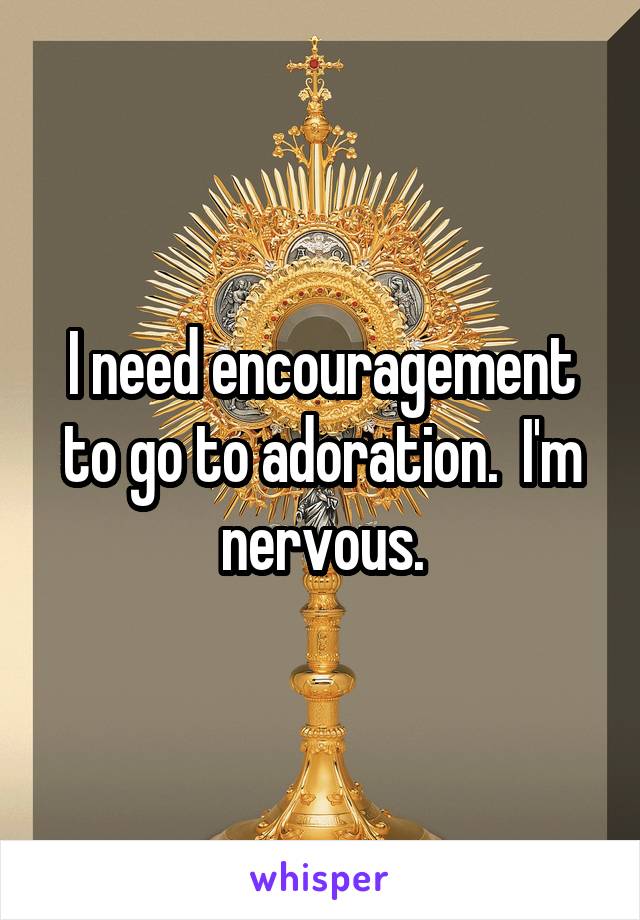 I need encouragement to go to adoration.  I'm nervous.