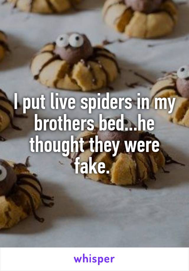 I put live spiders in my brothers bed...he thought they were fake. 