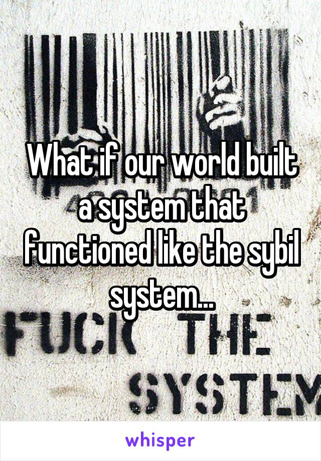 What if our world built a system that functioned like the sybil system...