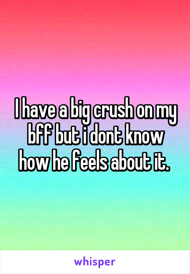 I have a big crush on my bff but i dont know how he feels about it. 