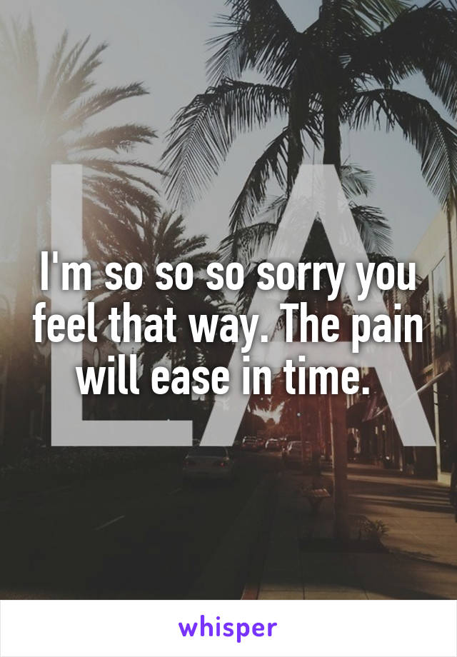 I'm so so so sorry you feel that way. The pain will ease in time. 
