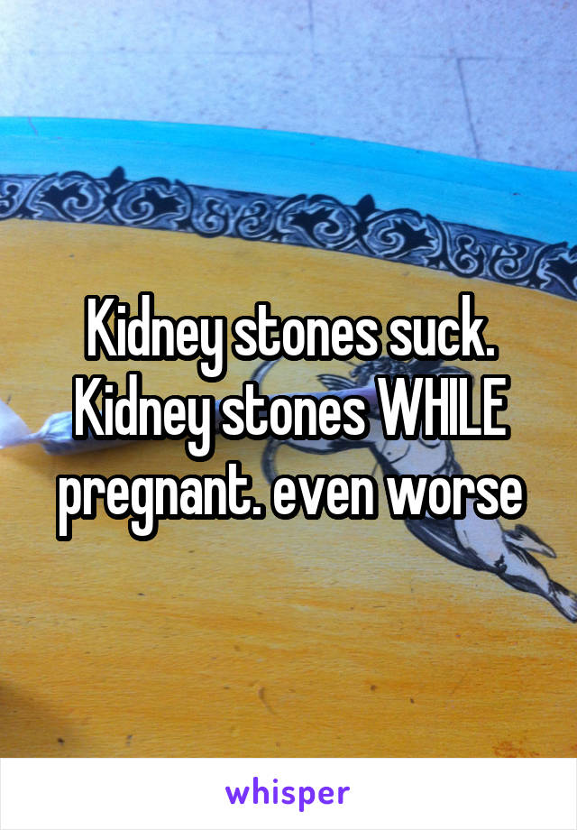 Kidney stones suck. Kidney stones WHILE pregnant. even worse