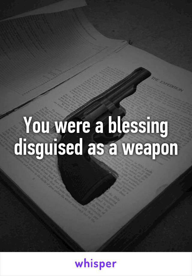 You were a blessing disguised as a weapon