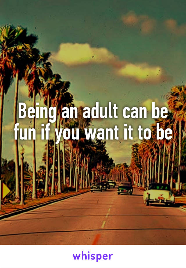 Being an adult can be fun if you want it to be 