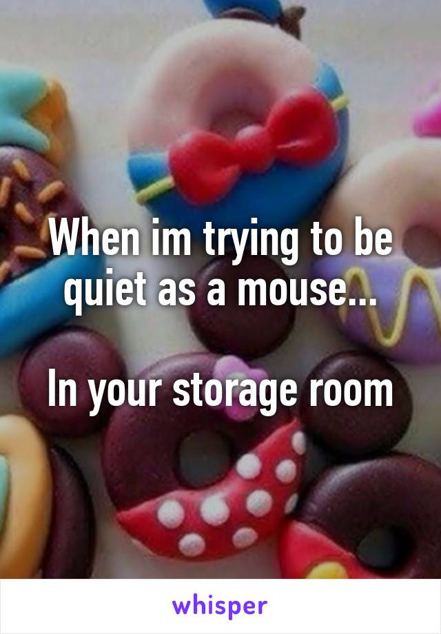 When im trying to be quiet as a mouse...

In your storage room