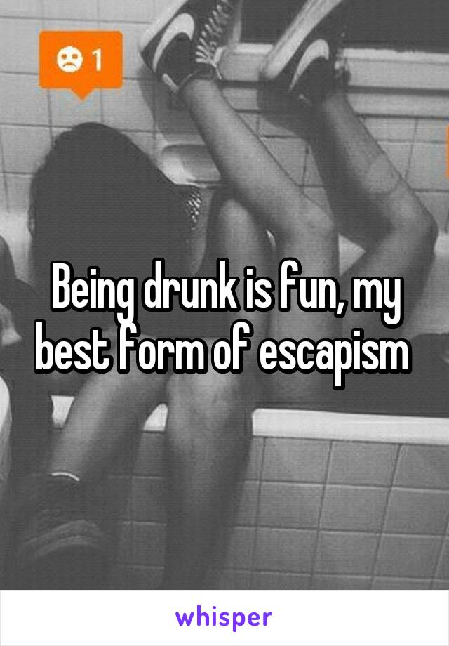 Being drunk is fun, my best form of escapism 