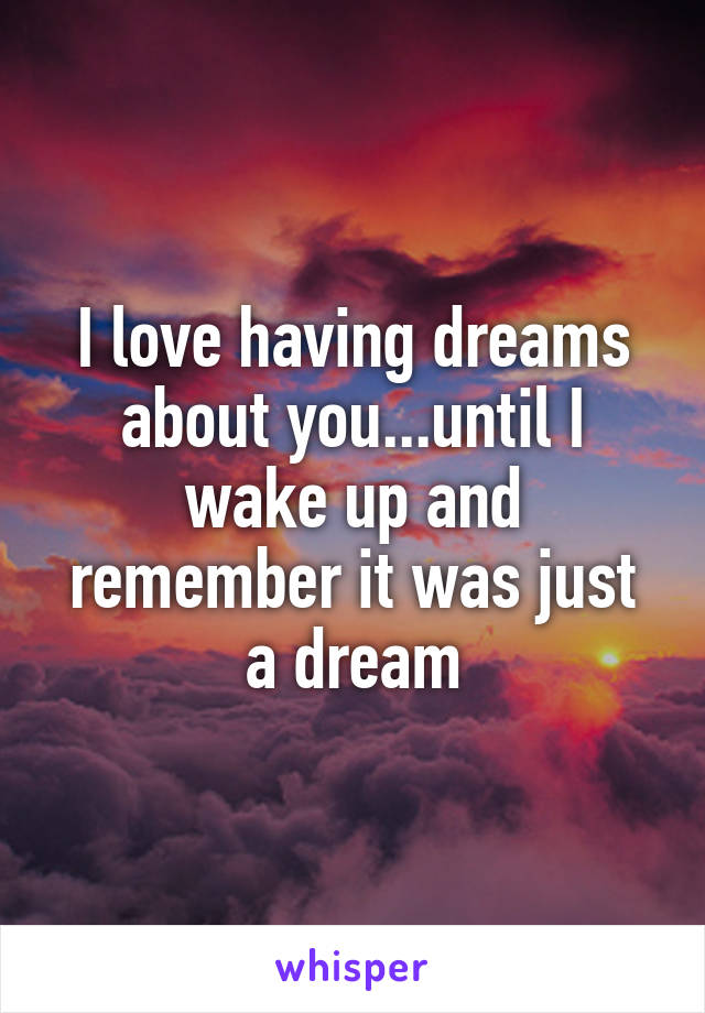 I love having dreams about you...until I wake up and remember it was just a dream