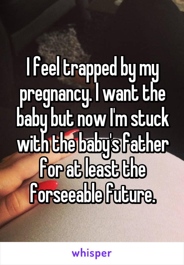 I feel trapped by my pregnancy. I want the baby but now I'm stuck with the baby's father for at least the forseeable future.