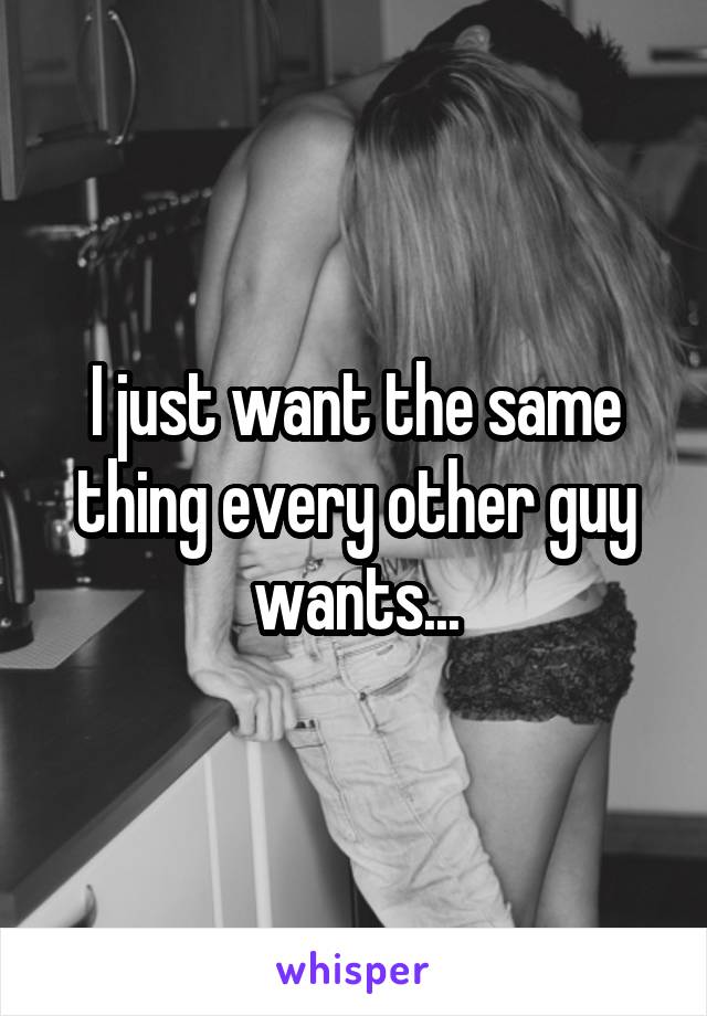 I just want the same thing every other guy wants...
