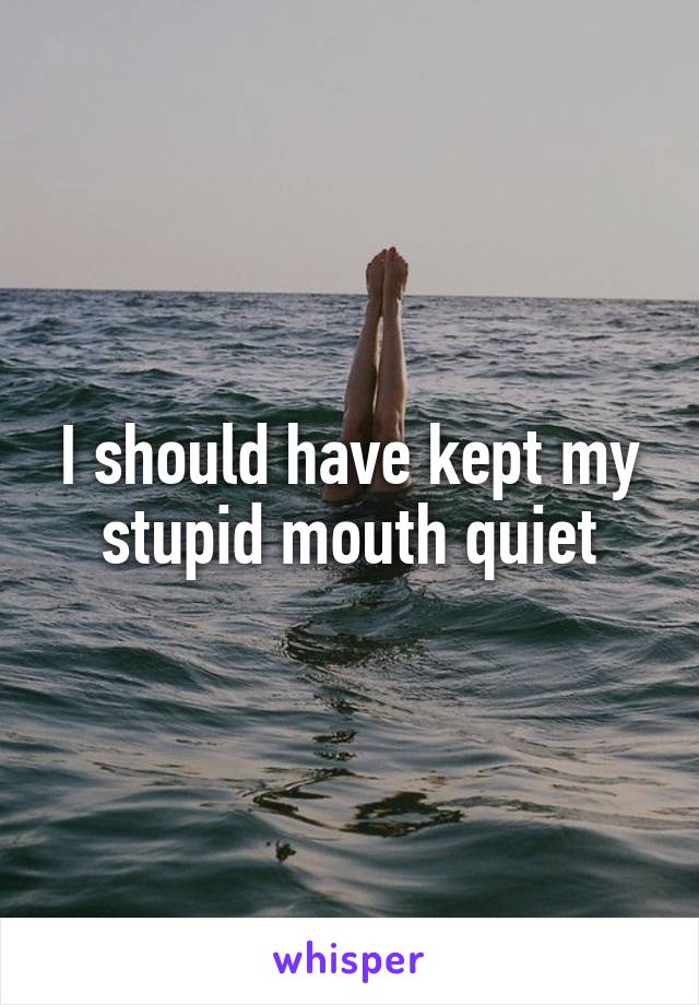 I should have kept my stupid mouth quiet