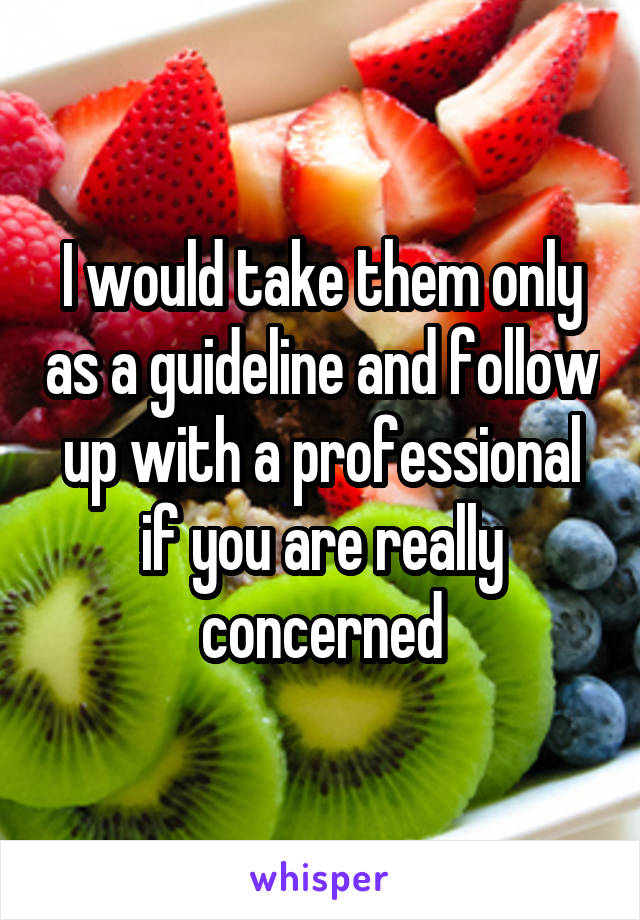 I would take them only as a guideline and follow up with a professional if you are really concerned