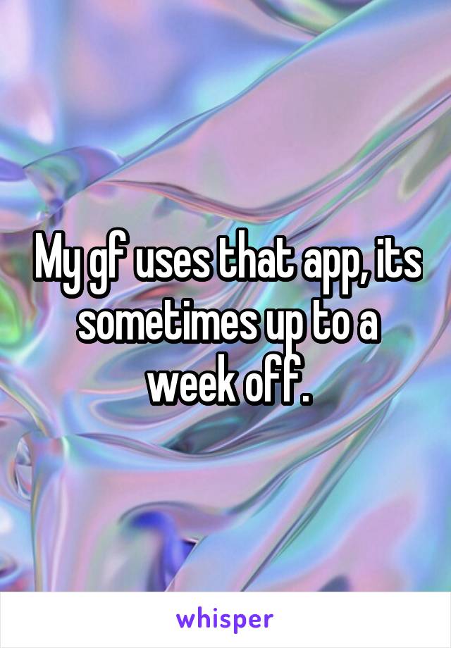 My gf uses that app, its sometimes up to a week off.