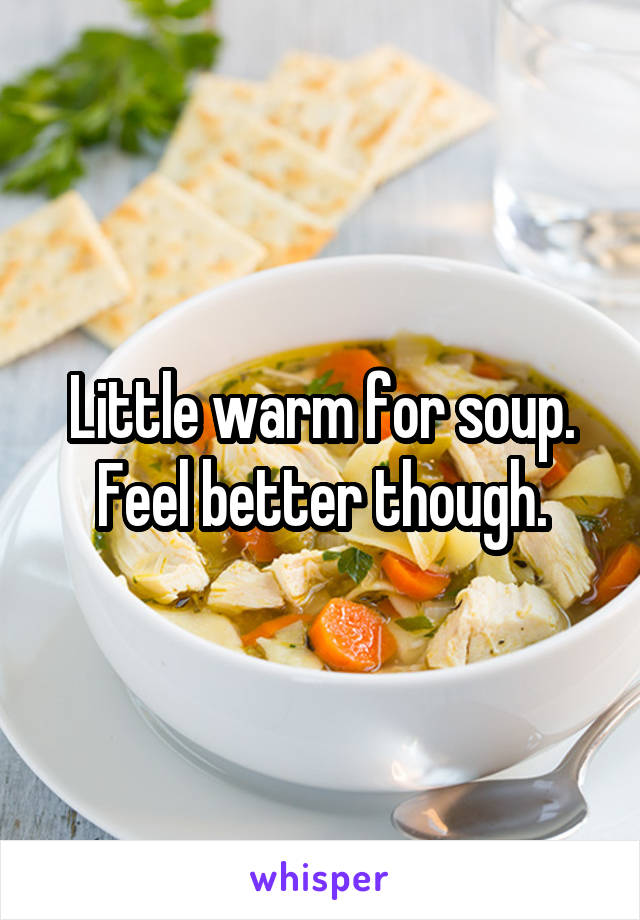 Little warm for soup.
Feel better though.