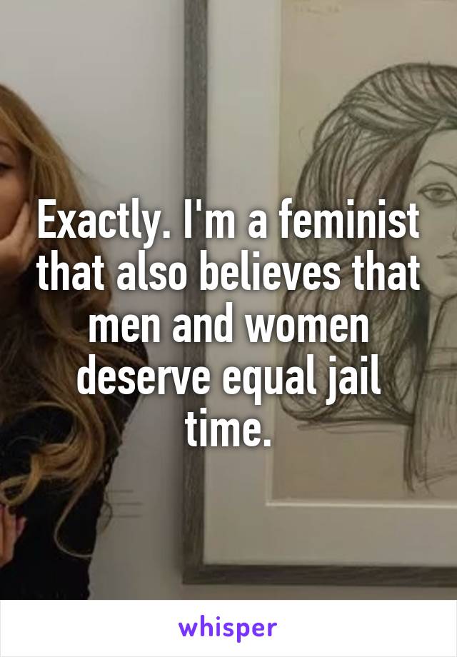 Exactly. I'm a feminist that also believes that men and women deserve equal jail time.