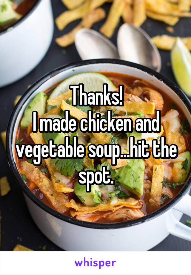 Thanks!
I made chicken and vegetable soup...hit the spot.