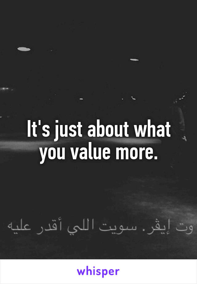 It's just about what you value more.