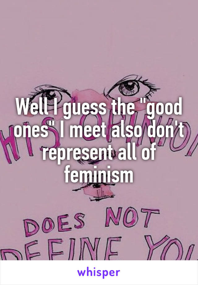 Well I guess the "good ones" I meet also don't represent all of feminism