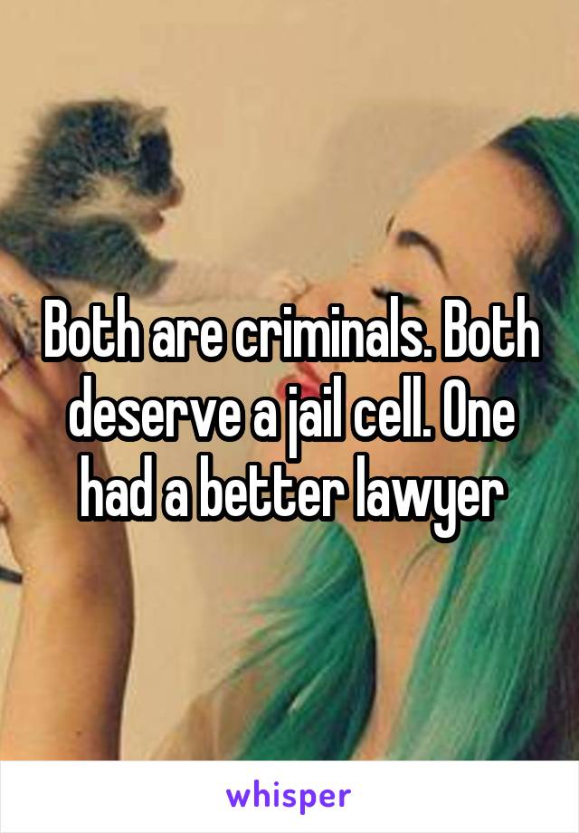 Both are criminals. Both deserve a jail cell. One had a better lawyer