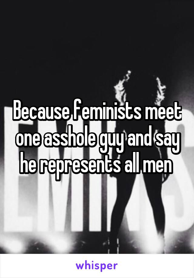 Because feminists meet one asshole guy and say he represents all men 