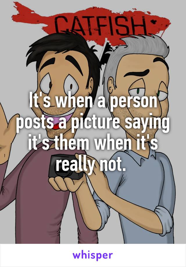 It's when a person posts a picture saying it's them when it's really not. 