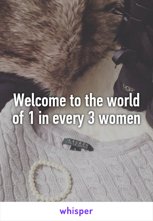 Welcome to the world of 1 in every 3 women