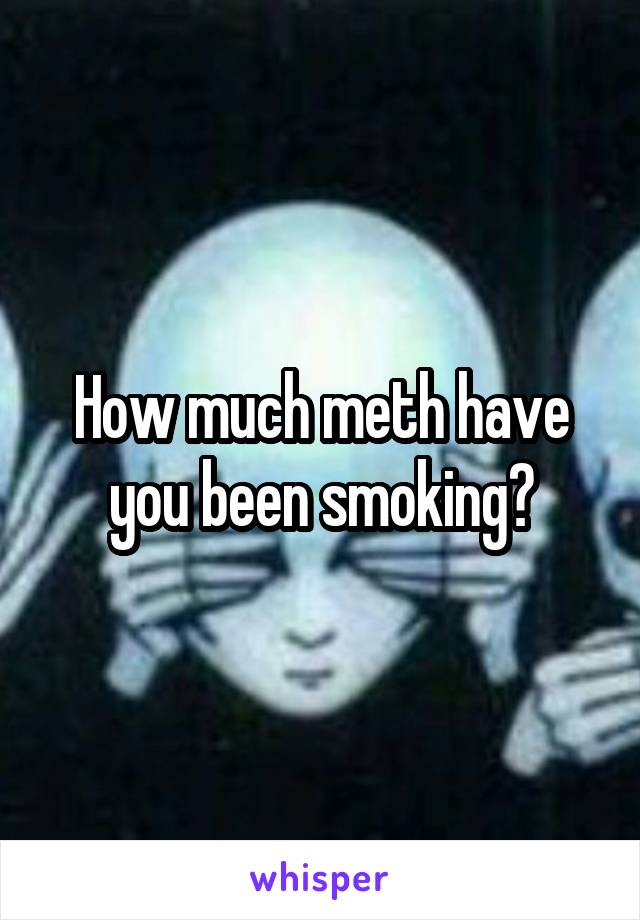 How much meth have you been smoking?