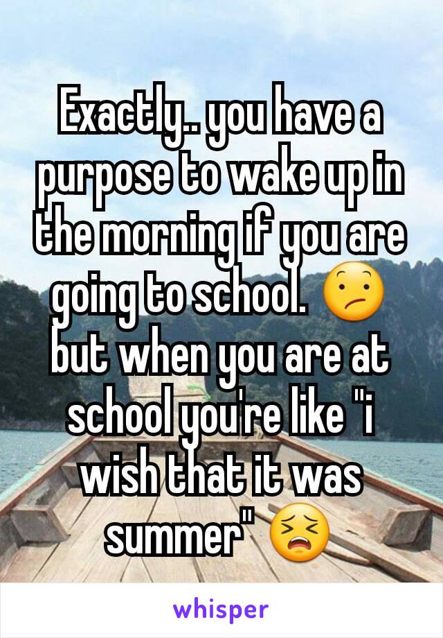 Exactly.. you have a purpose to wake up in the morning if you are going to school. 😕 but when you are at school you're like "i wish that it was summer" 😣