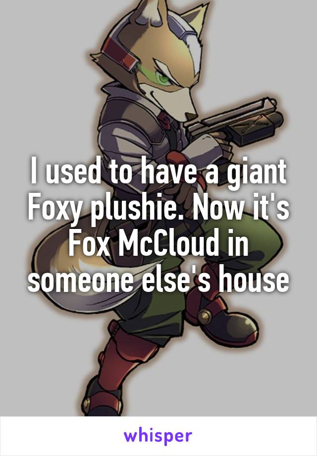 I used to have a giant Foxy plushie. Now it's Fox McCloud in someone else's house