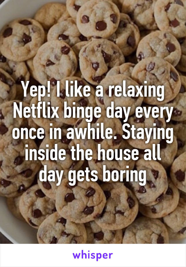 Yep! I like a relaxing Netflix binge day every once in awhile. Staying inside the house all day gets boring