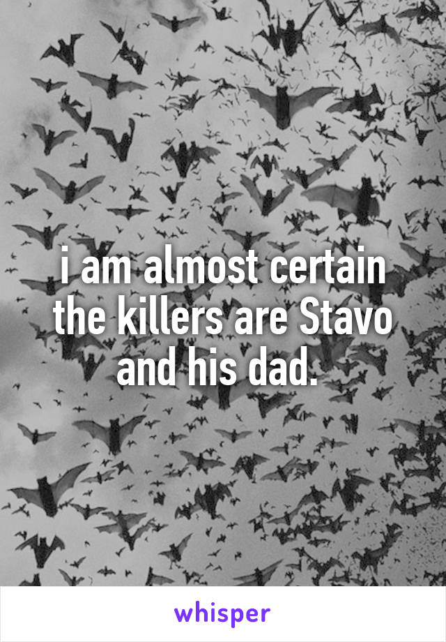 i am almost certain the killers are Stavo and his dad. 