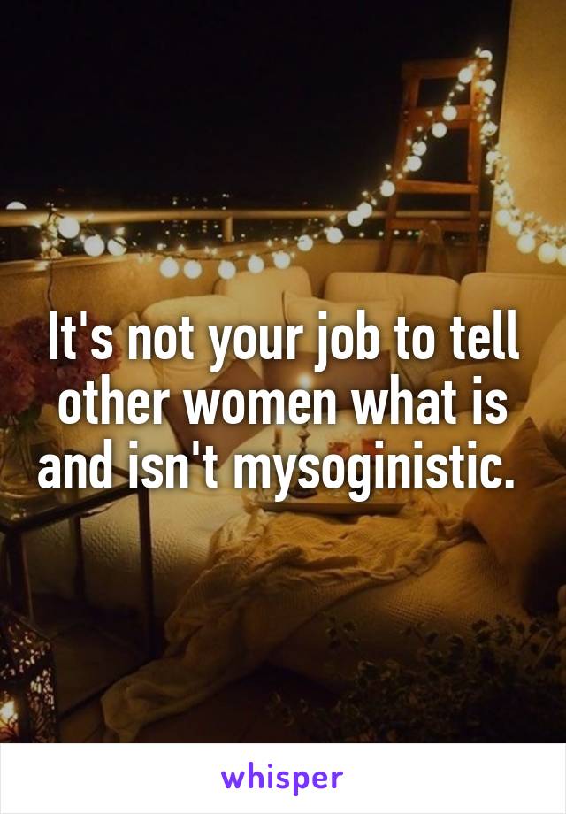 It's not your job to tell other women what is and isn't mysoginistic. 