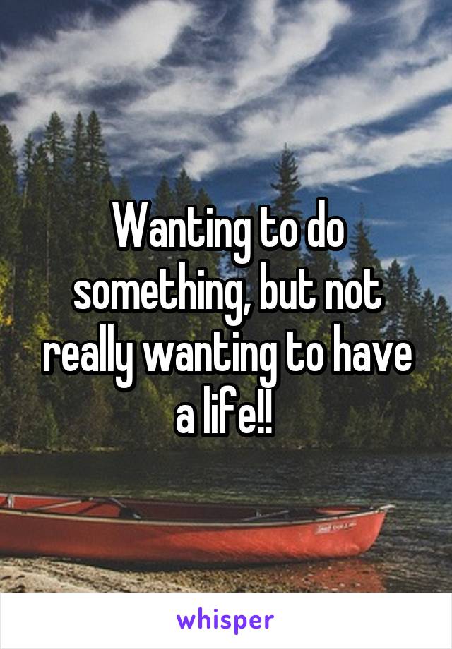 Wanting to do something, but not really wanting to have a life!! 