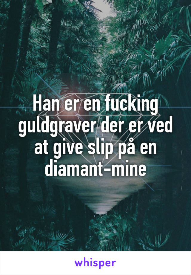 Han er en fucking guldgraver der er ved at give slip på en diamant-mine