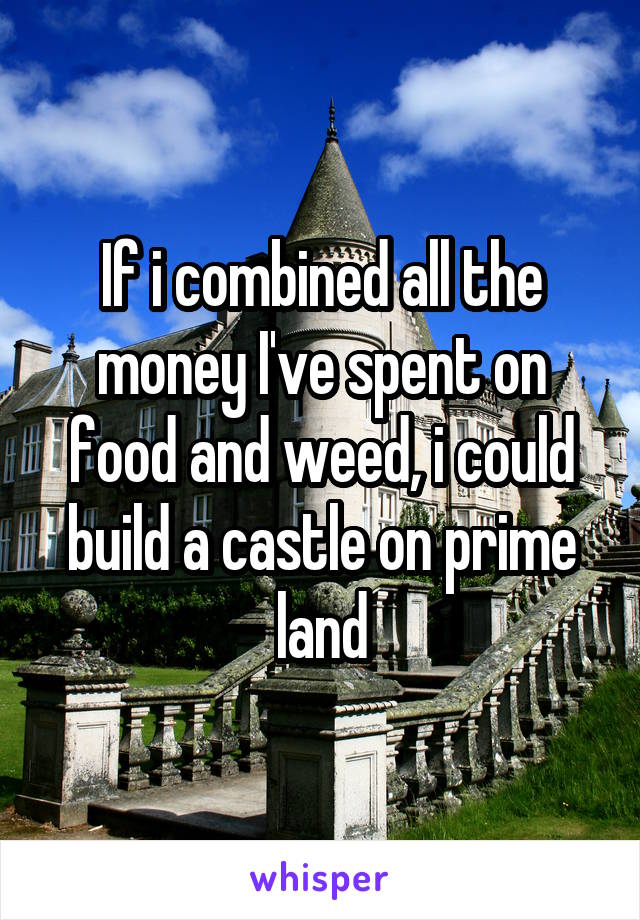 If i combined all the money I've spent on food and weed, i could build a castle on prime land