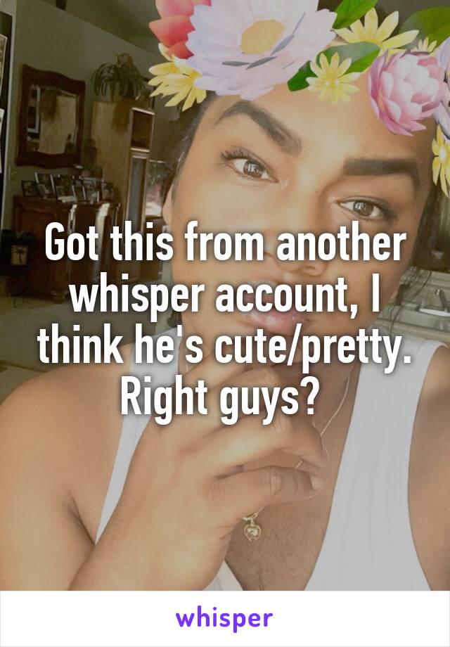 Got this from another whisper account, I think he's cute/pretty. Right guys? 