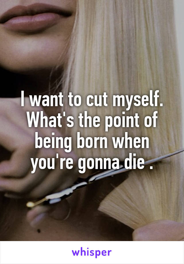 I want to cut myself.
What's the point of being born when you're gonna die .