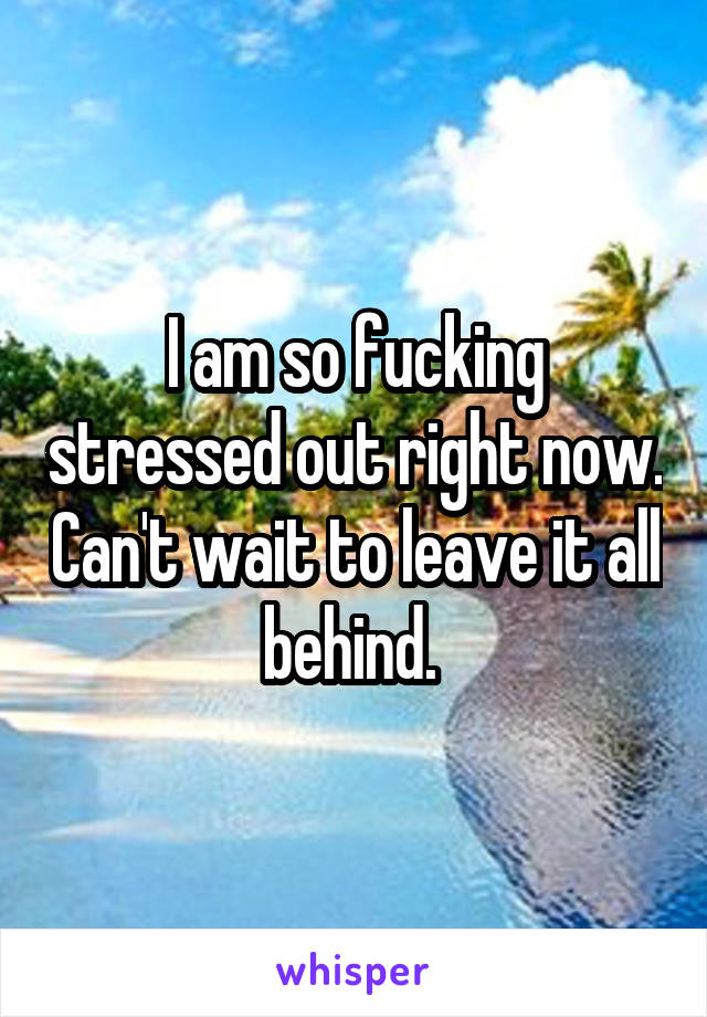 I am so fucking stressed out right now. Can't wait to leave it all behind. 