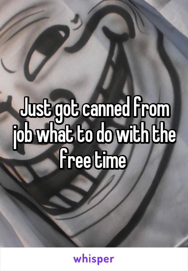 Just got canned from job what to do with the free time 