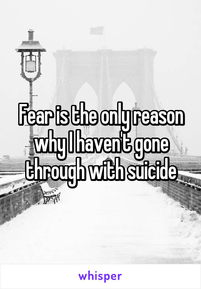 Fear is the only reason why I haven't gone through with suicide