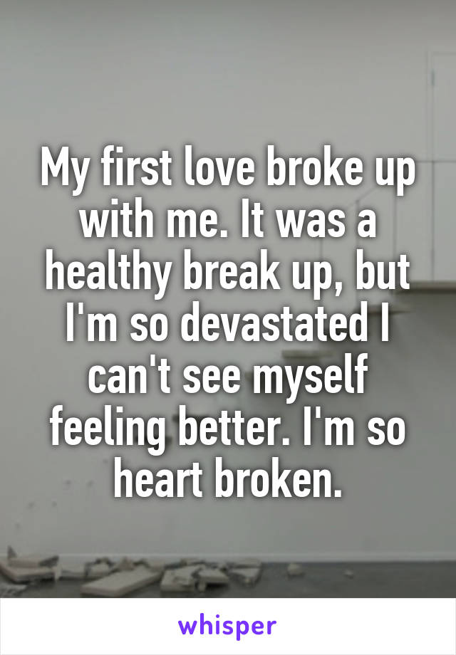 My first love broke up with me. It was a healthy break up, but I'm so devastated I can't see myself feeling better. I'm so heart broken.