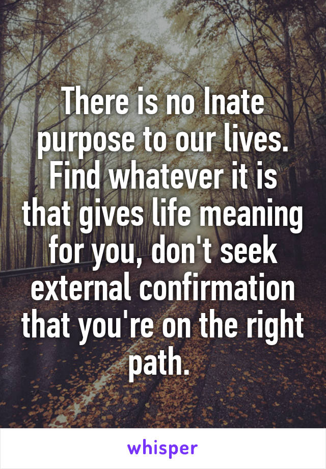 There is no Inate purpose to our lives. Find whatever it is that gives life meaning for you, don't seek external confirmation that you're on the right path. 