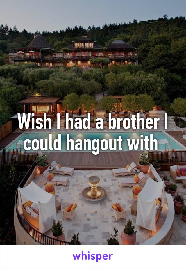 Wish I had a brother I could hangout with 