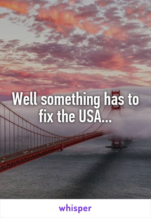 Well something has to fix the USA...