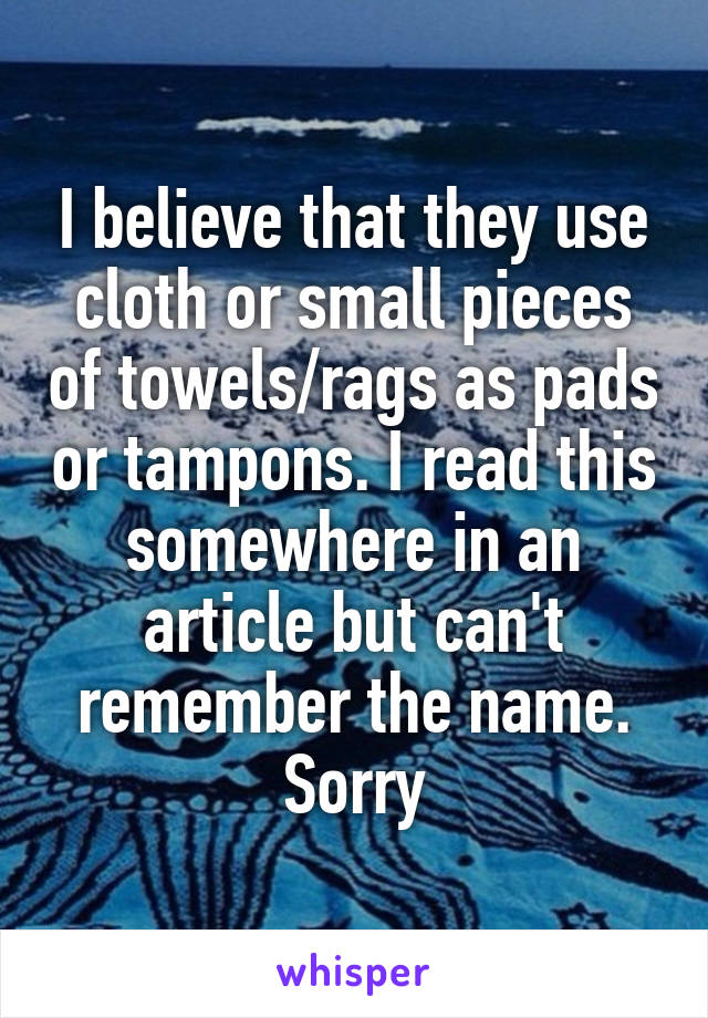 I believe that they use cloth or small pieces of towels/rags as pads or tampons. I read this somewhere in an article but can't remember the name. Sorry