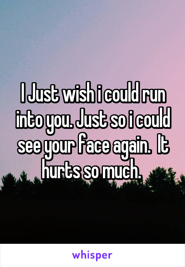 I Just wish i could run into you. Just so i could see your face again.  It hurts so much. 