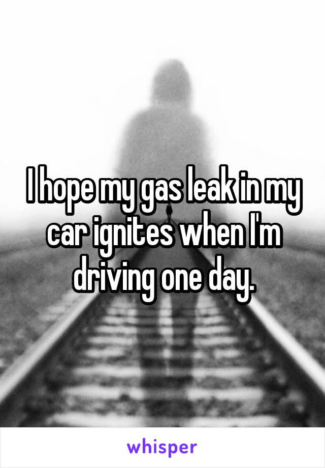 I hope my gas leak in my car ignites when I'm driving one day.